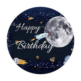 Lofaris Galaxy Rocket Round Happy Birthday Backdrop For Party